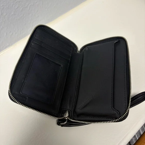 Coach Signature Black Wristlet Phone Wallet - Picture 5 of 8